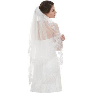 EllieHouse Women's Short 2 Tier Wedding Bridal Veil With Comb L24